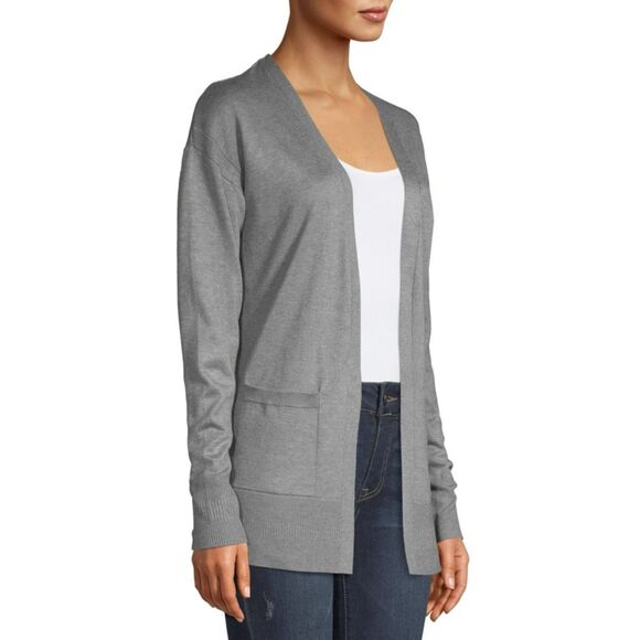 Time and Tru | Med Gray Heather Open- Front Cardigan Sweater | Medium (8… - Picture 2 of 12